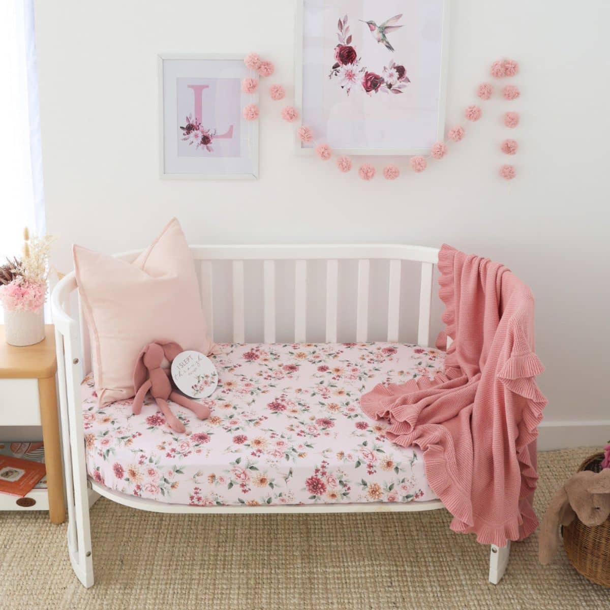 Snuggle Hunny Fitted Cot Sheet - Birds & Blooms