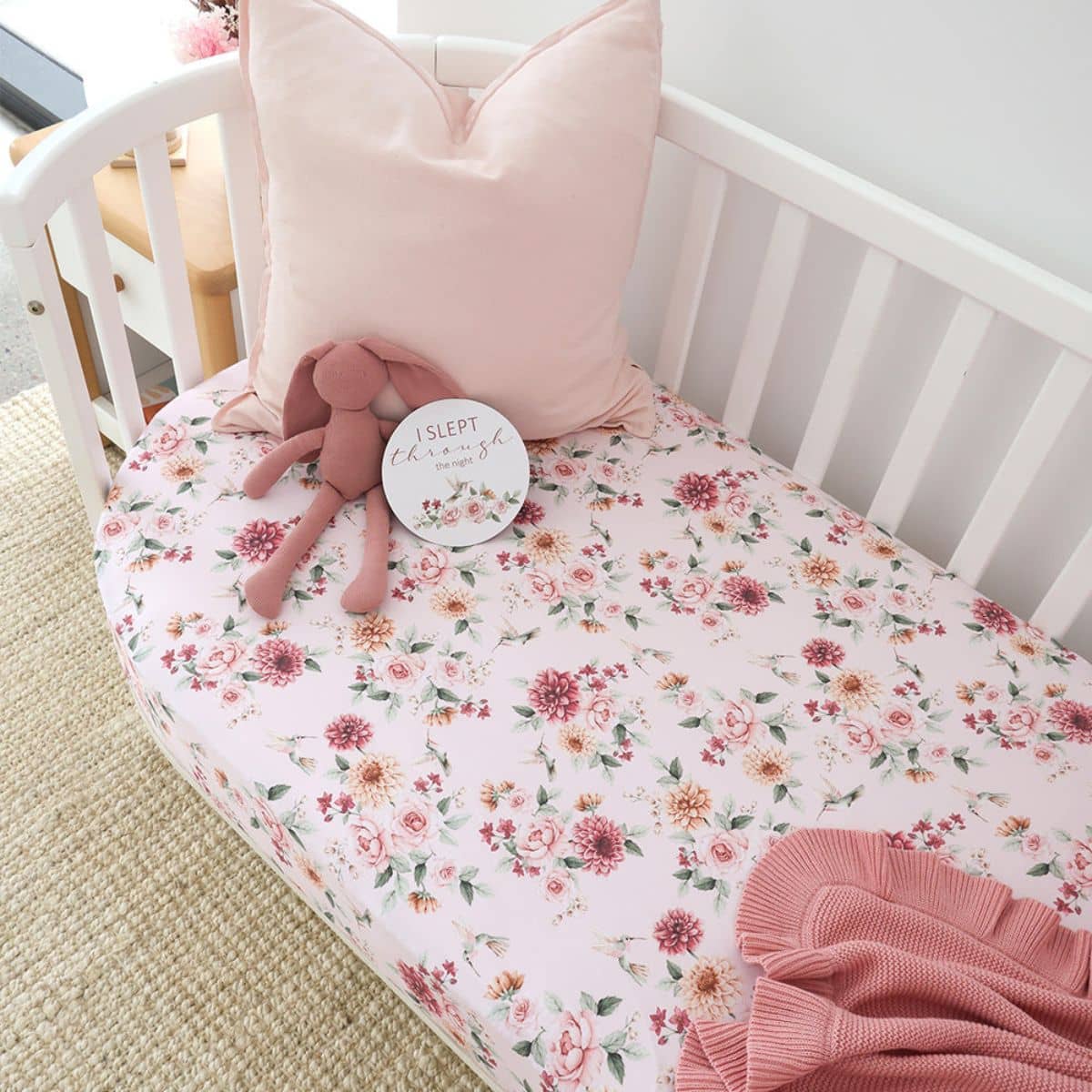 Snuggle Hunny Fitted Cot Sheet - Birds & Blooms