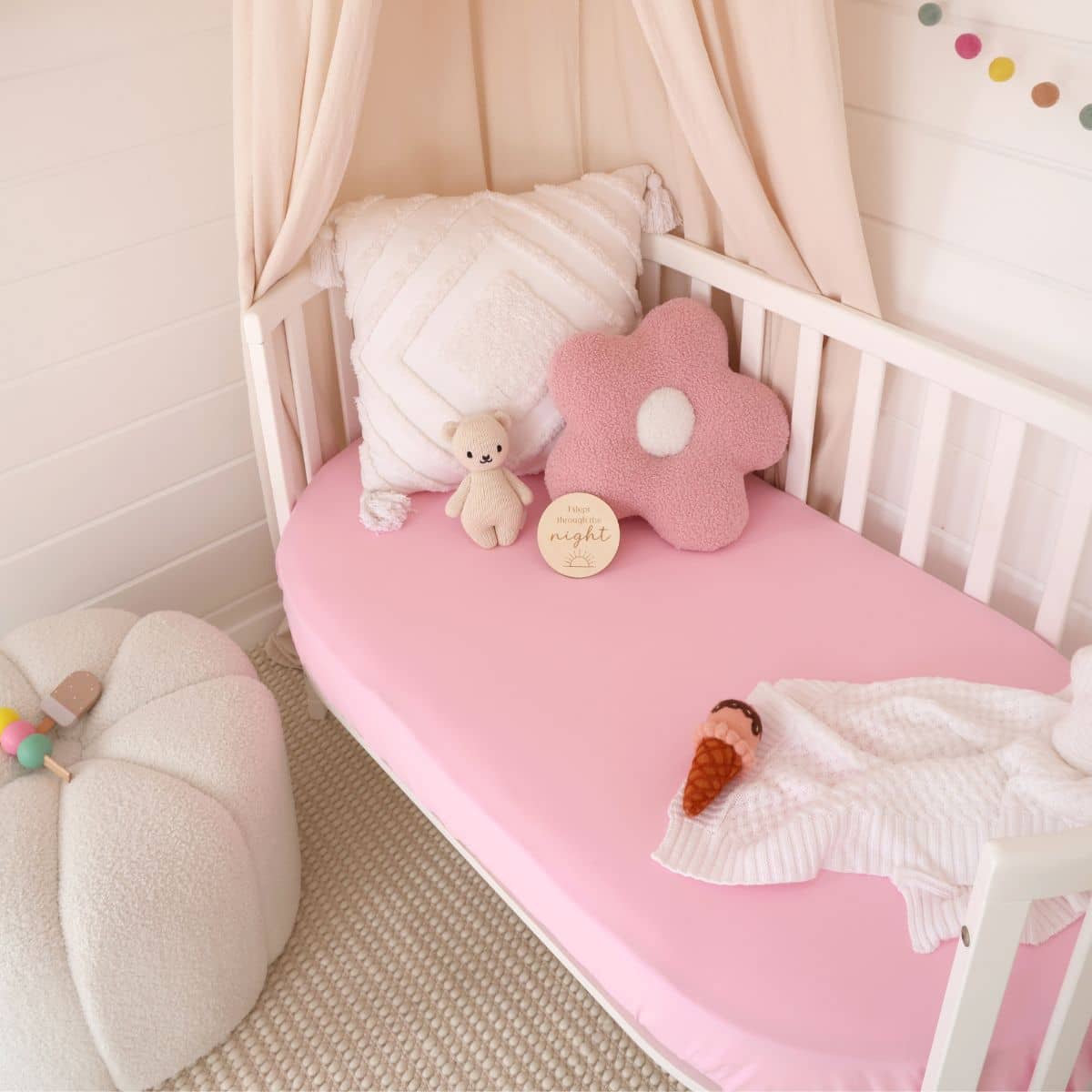 Snuggle Hunny Fitted Cot Sheet - Bubblegum