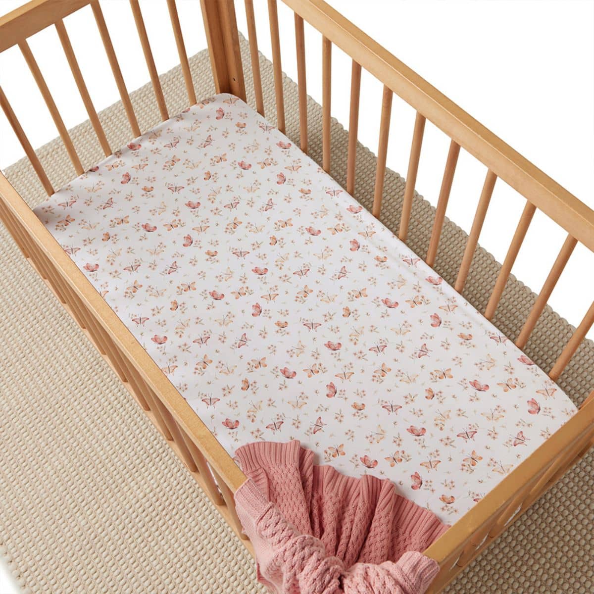 Snuggle Hunny Fitted Cot Sheet - Butterfly Organic