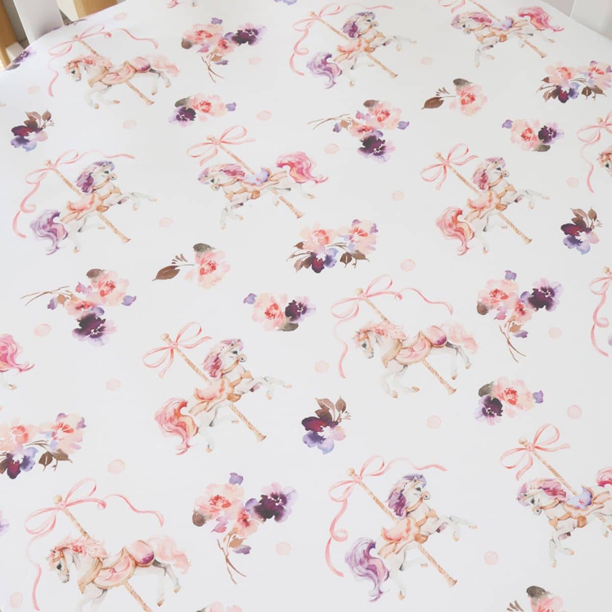 Snuggle Hunny Fitted Cot Sheet - Carousel