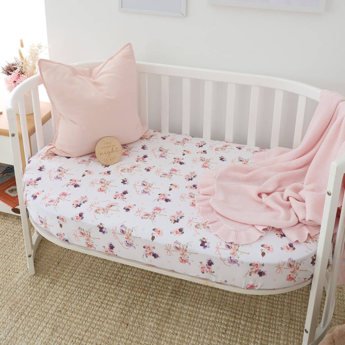 Snuggle Hunny Fitted Cot Sheet - Carousel