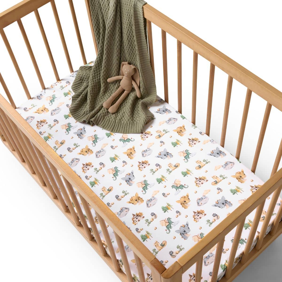 Snuggle Hunny Fitted Cot Sheet - Dragon