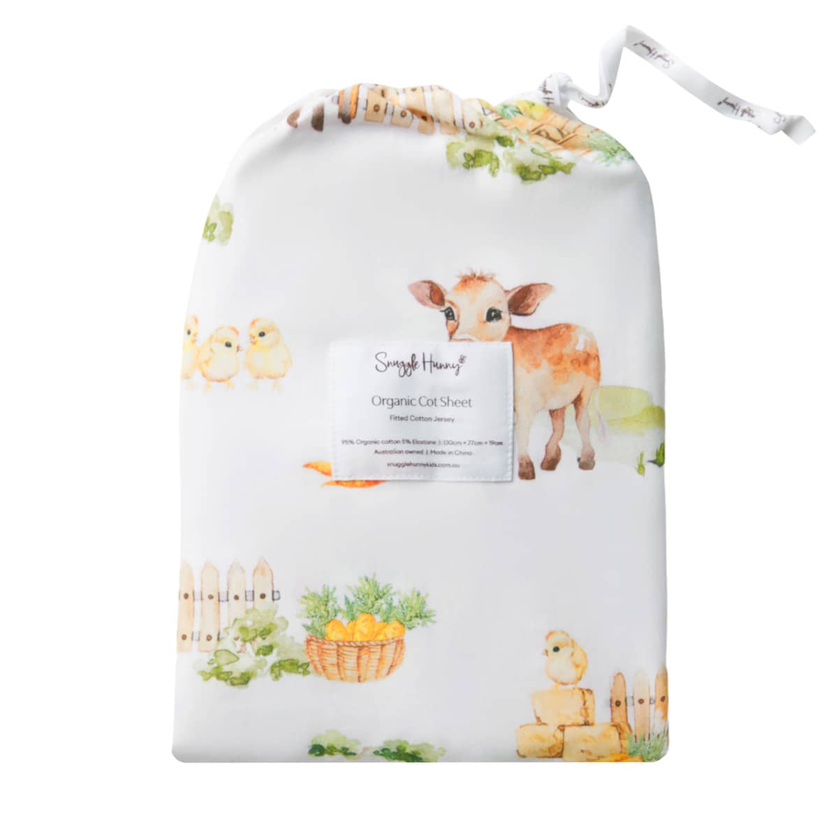 Snuggle Hunny Fitted Cot Sheet - Farm Organic