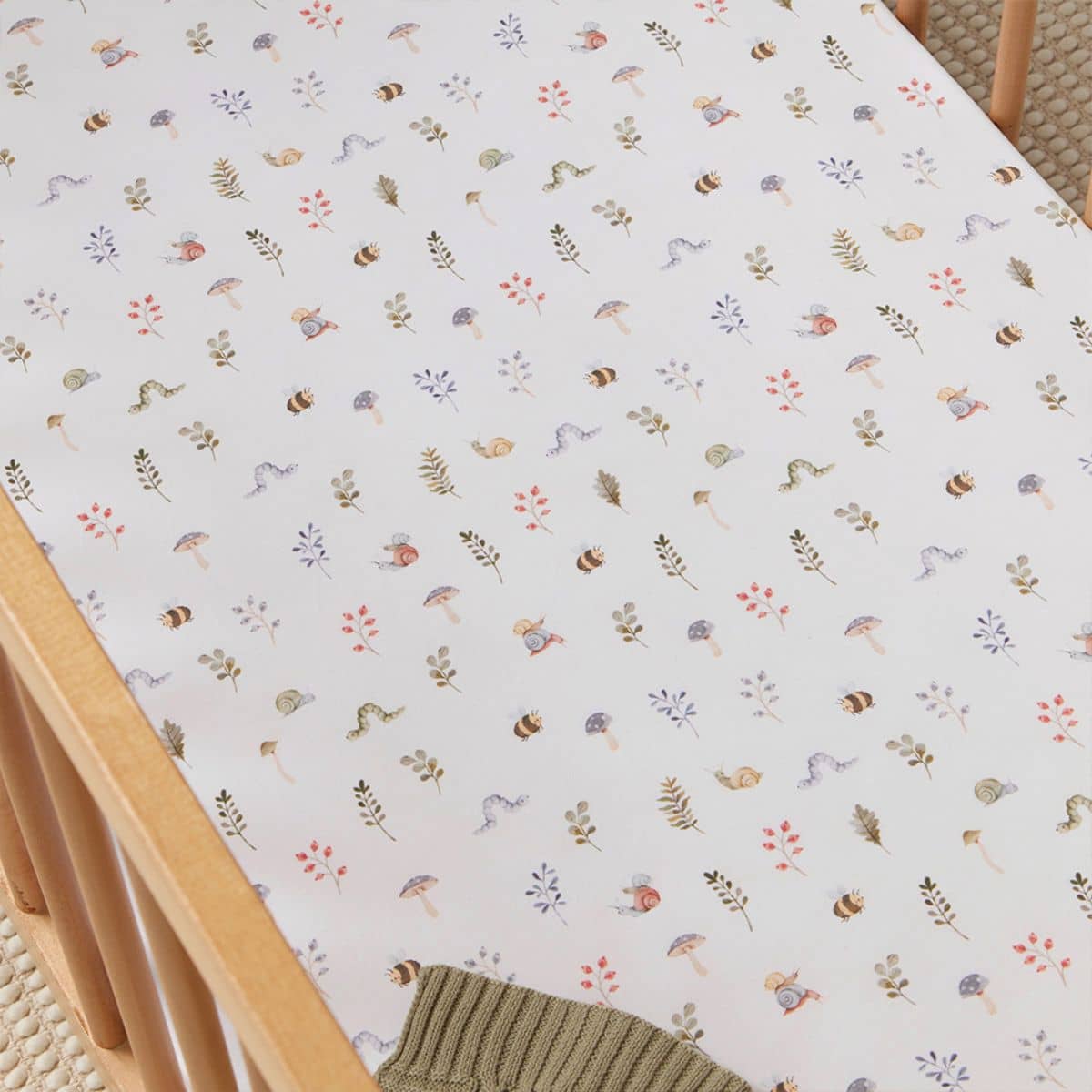 Snuggle Hunny Fitted Cot Sheet - Garden Friends Organic