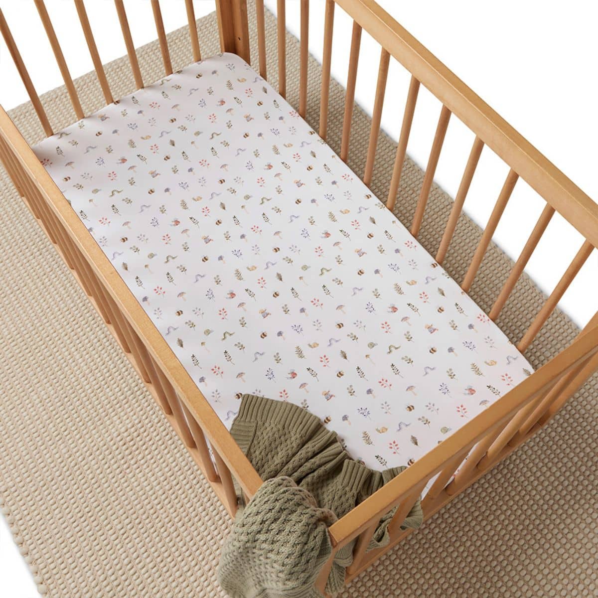 Snuggle Hunny Fitted Cot Sheet - Garden Friends Organic