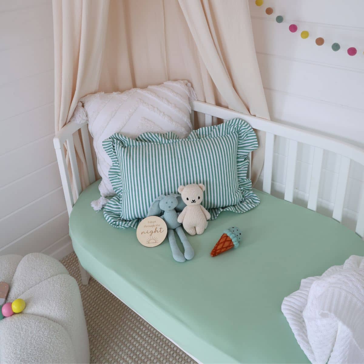 Snuggle Hunny Fitted Cot Sheet - Mint