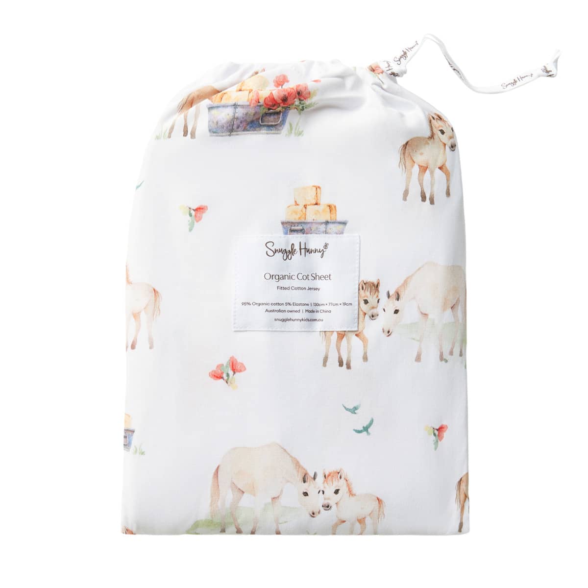 Snuggle Hunny Fitted Cot Sheet - Pony Pals Organic