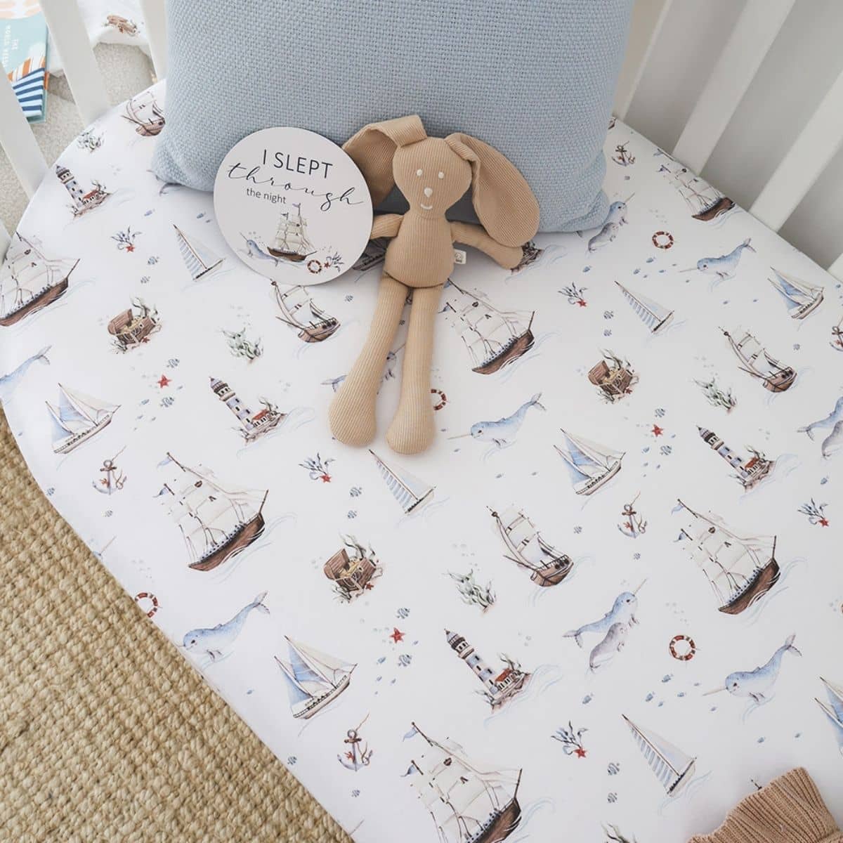 Snuggle Hunny Fitted Cot Sheet - Set Sail