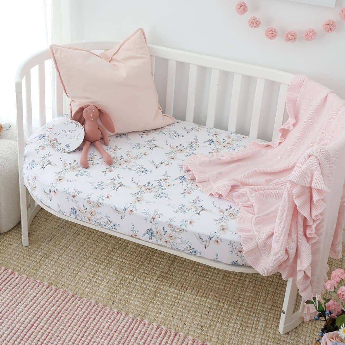 Snuggle Hunny Fitted Cot Sheet - Sweet Swallows