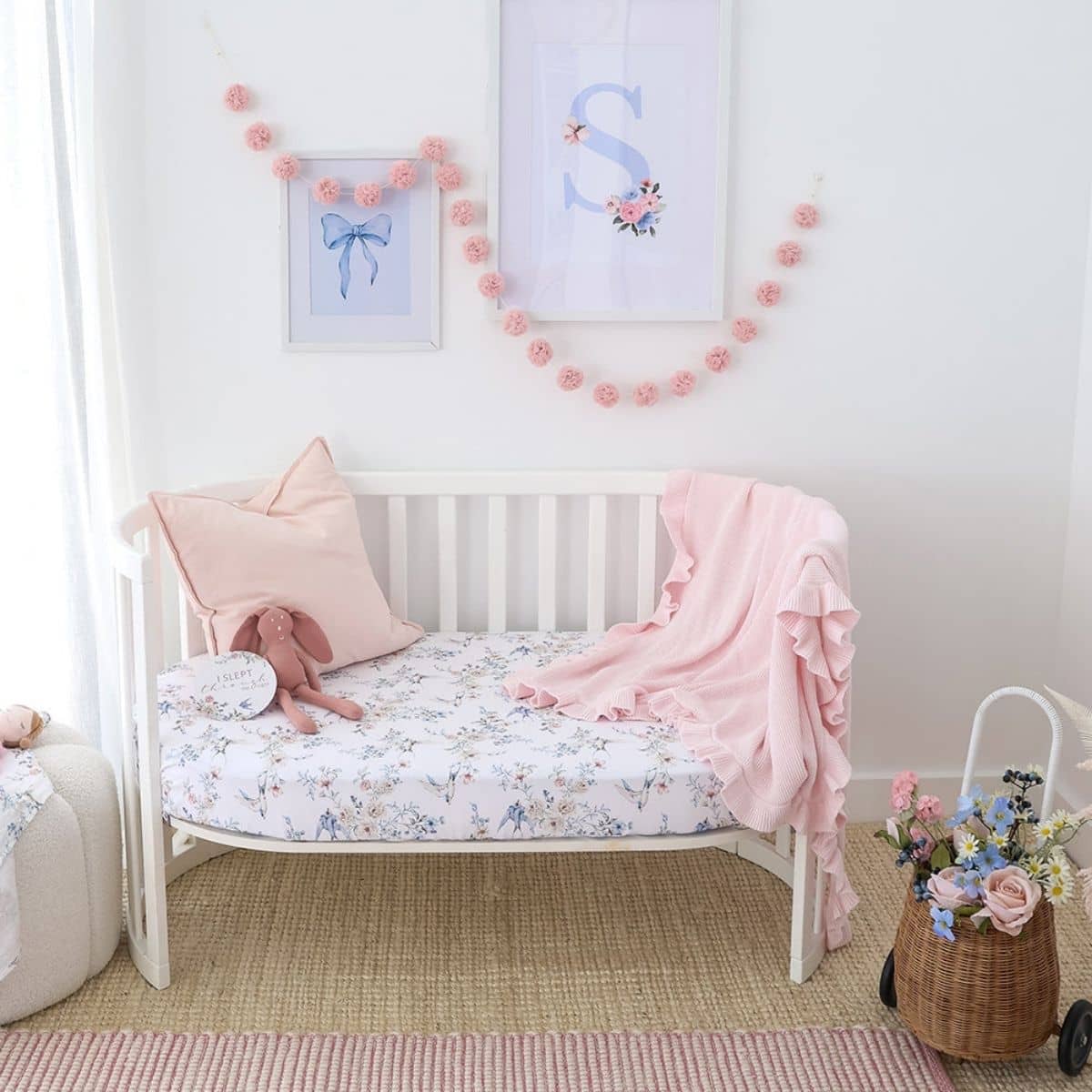 Snuggle Hunny Fitted Cot Sheet - Sweet Swallows