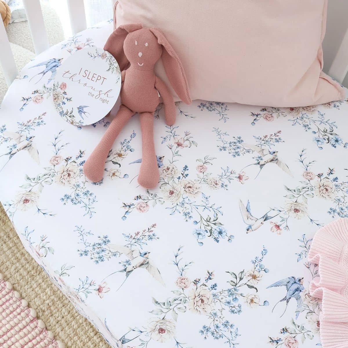 Snuggle Hunny Fitted Cot Sheet - Sweet Swallows