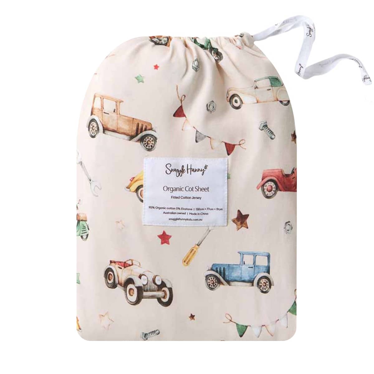 Snuggle Hunny Fitted Cot Sheet - Vintage Cars