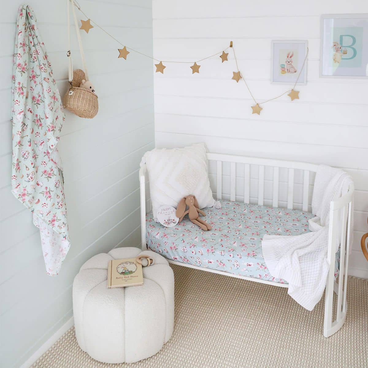 Snuggle Hunny Fitted Cot Sheet - White Rabbit