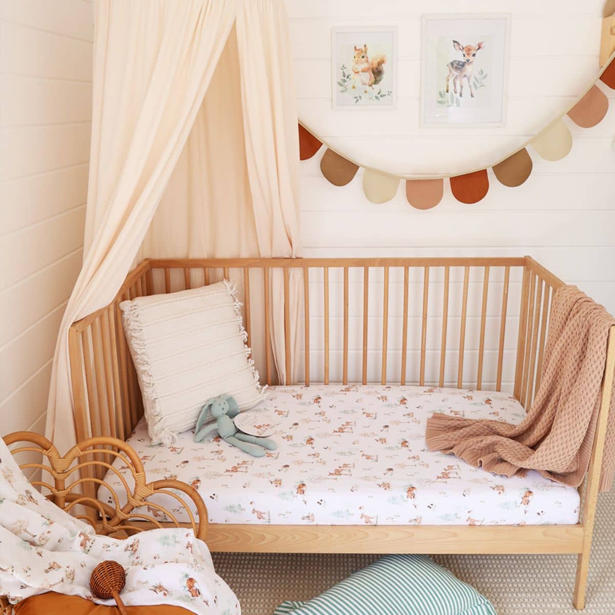 Snuggle Hunny Fitted Cot Sheet - Woodland Tales