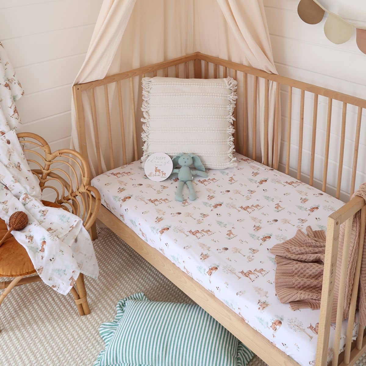 Snuggle Hunny Fitted Cot Sheet - Woodland Tales