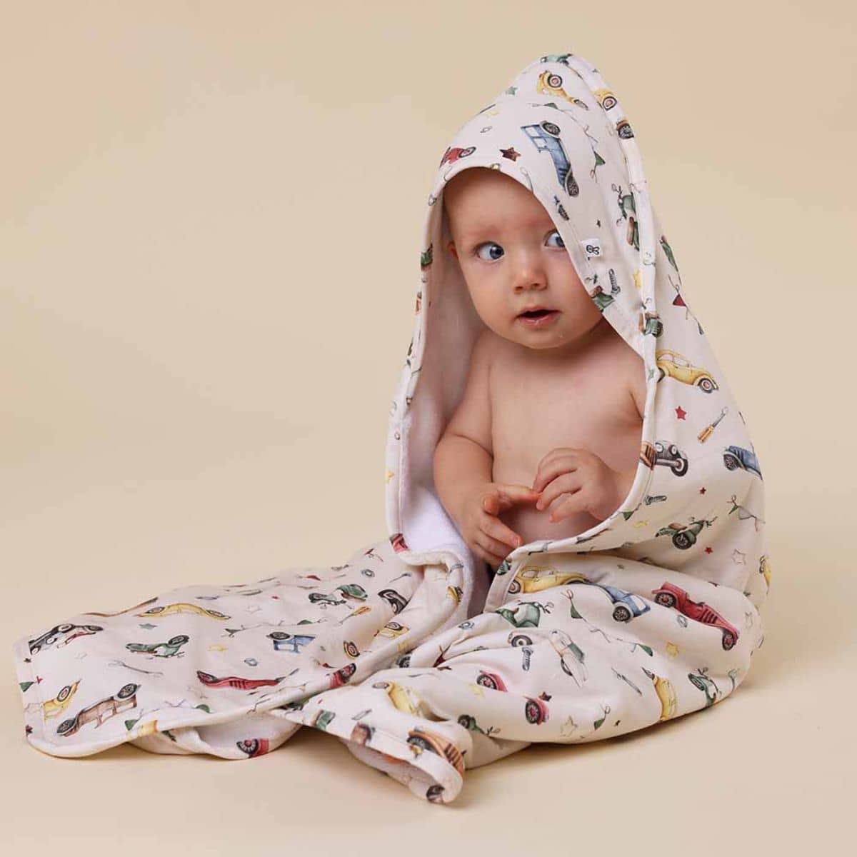 Snuggle Hunny Hooded Baby Towel - Vintage Cars