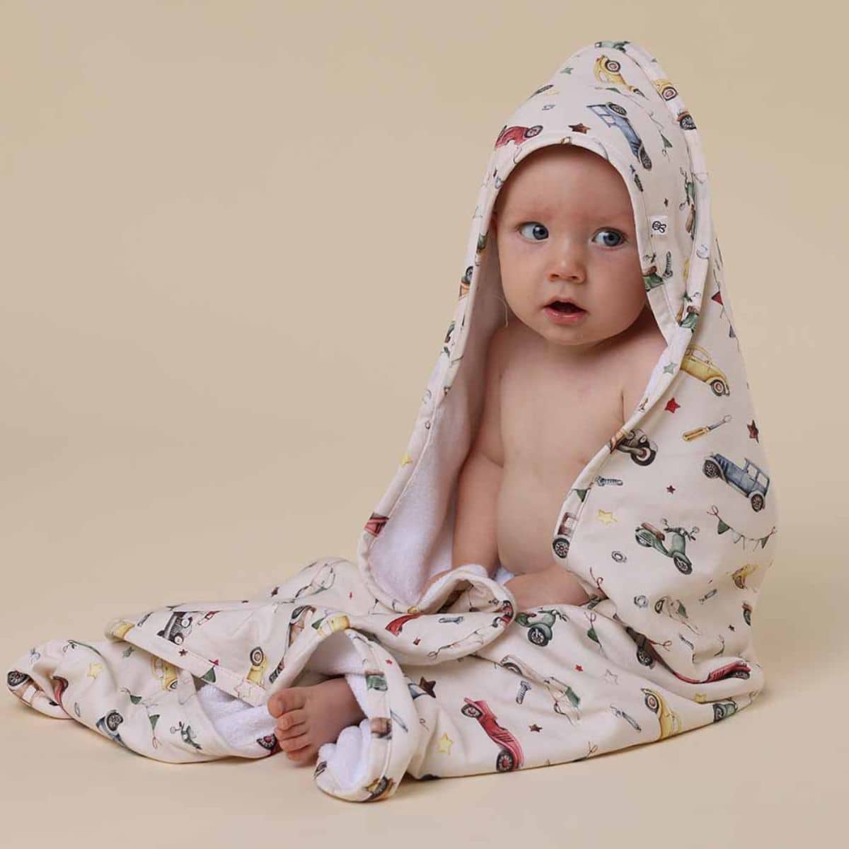 Snuggle Hunny Hooded Baby Towel - Vintage Cars