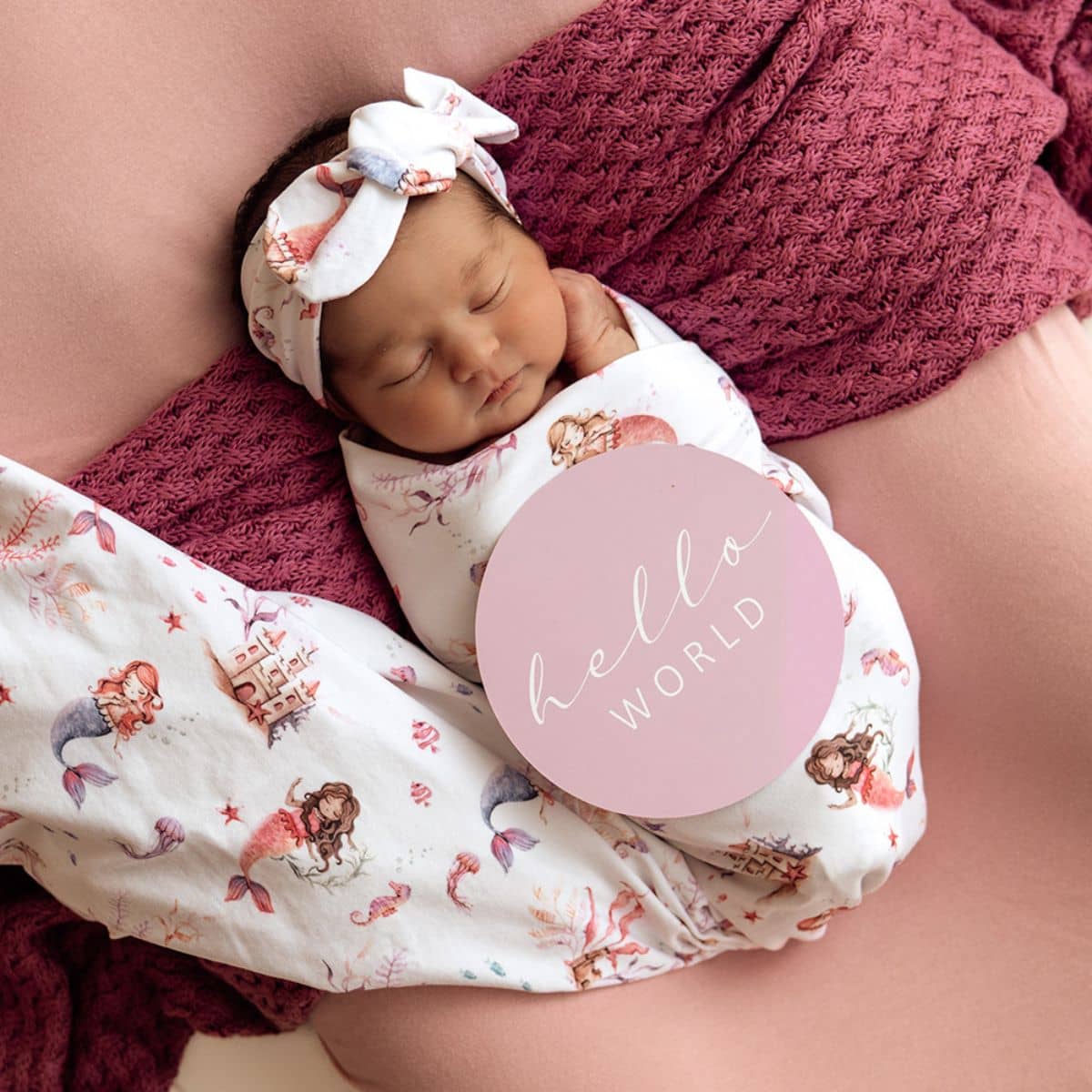 Snuggle Hunny Jersey Wrap with Matching Headwear - Mermaid