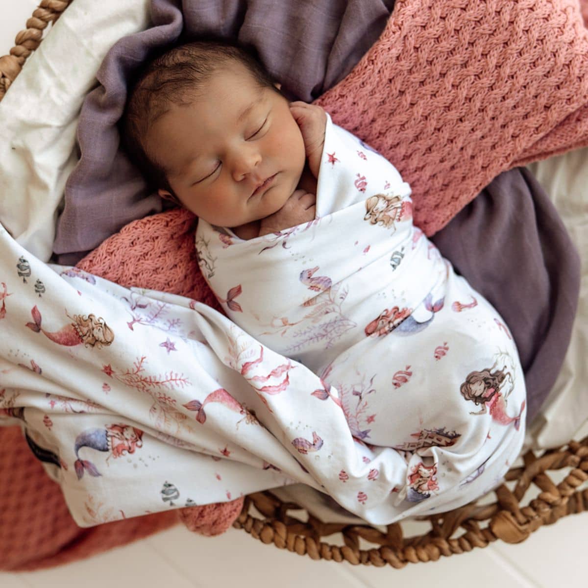 Snuggle Hunny Jersey Wrap with Matching Headwear - Mermaid