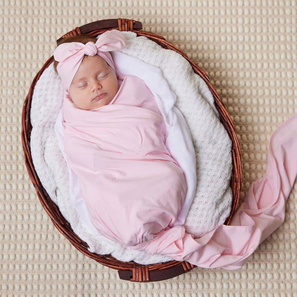 Snuggle Hunny Jersey Wrap with Matching Headwear - Baby Pink Organic