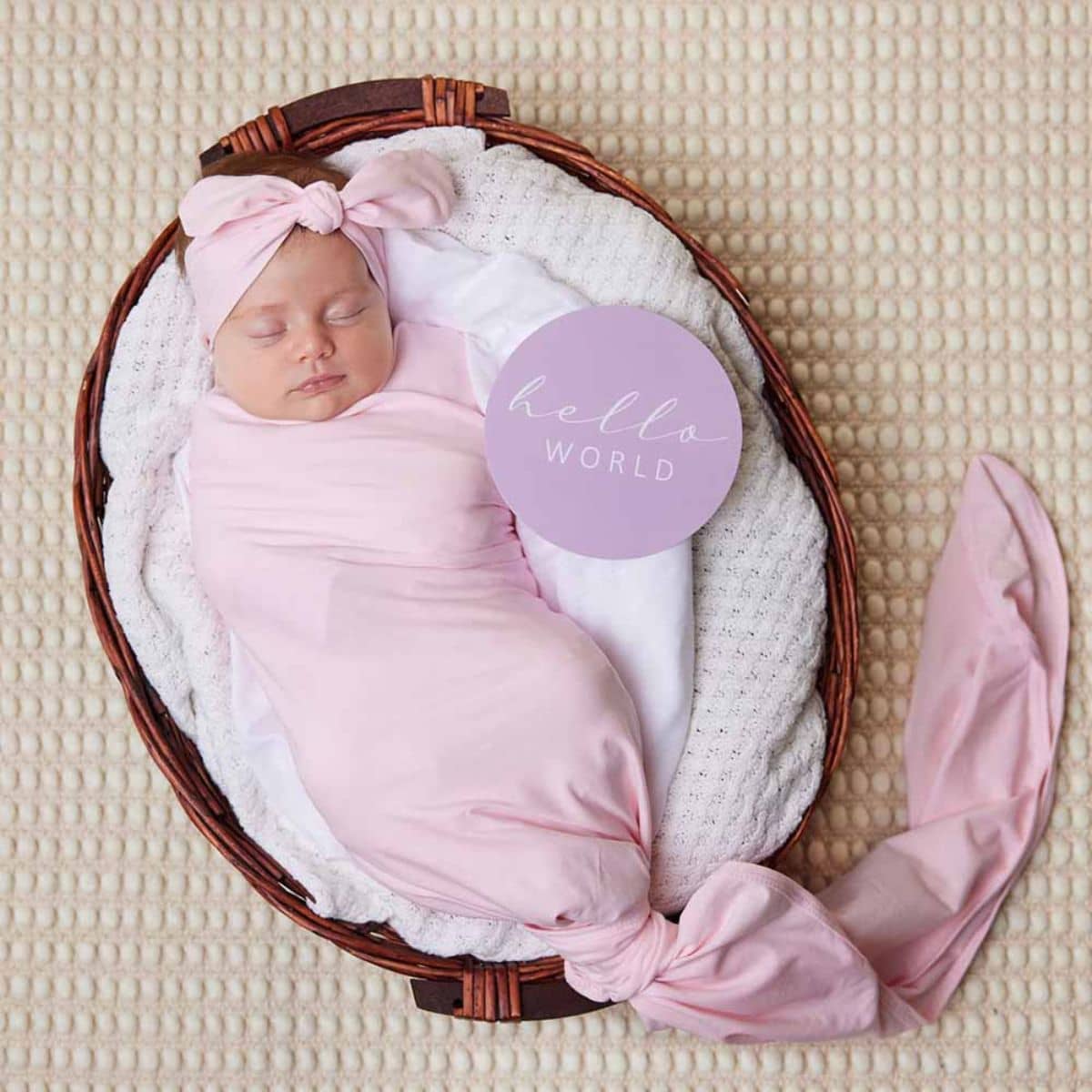 Snuggle Hunny Jersey Wrap with Matching Headwear - Baby Pink Organic