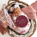 Snuggle Hunny Jersey Wrap with Matching Headwear - Birds & Blooms