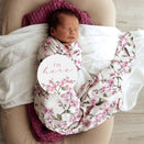 Snuggle Hunny Jersey Wrap with Matching Headwear - Cherry Blossom Organic