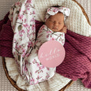 Snuggle Hunny Jersey Wrap with Matching Headwear - Cherry Blossom Organic
