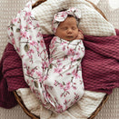 Snuggle Hunny Jersey Wrap with Matching Headwear - Cherry Blossom Organic