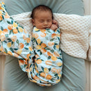 Snuggle Hunny Jersey Wrap with Matching Headwear - Citrus Squeeze