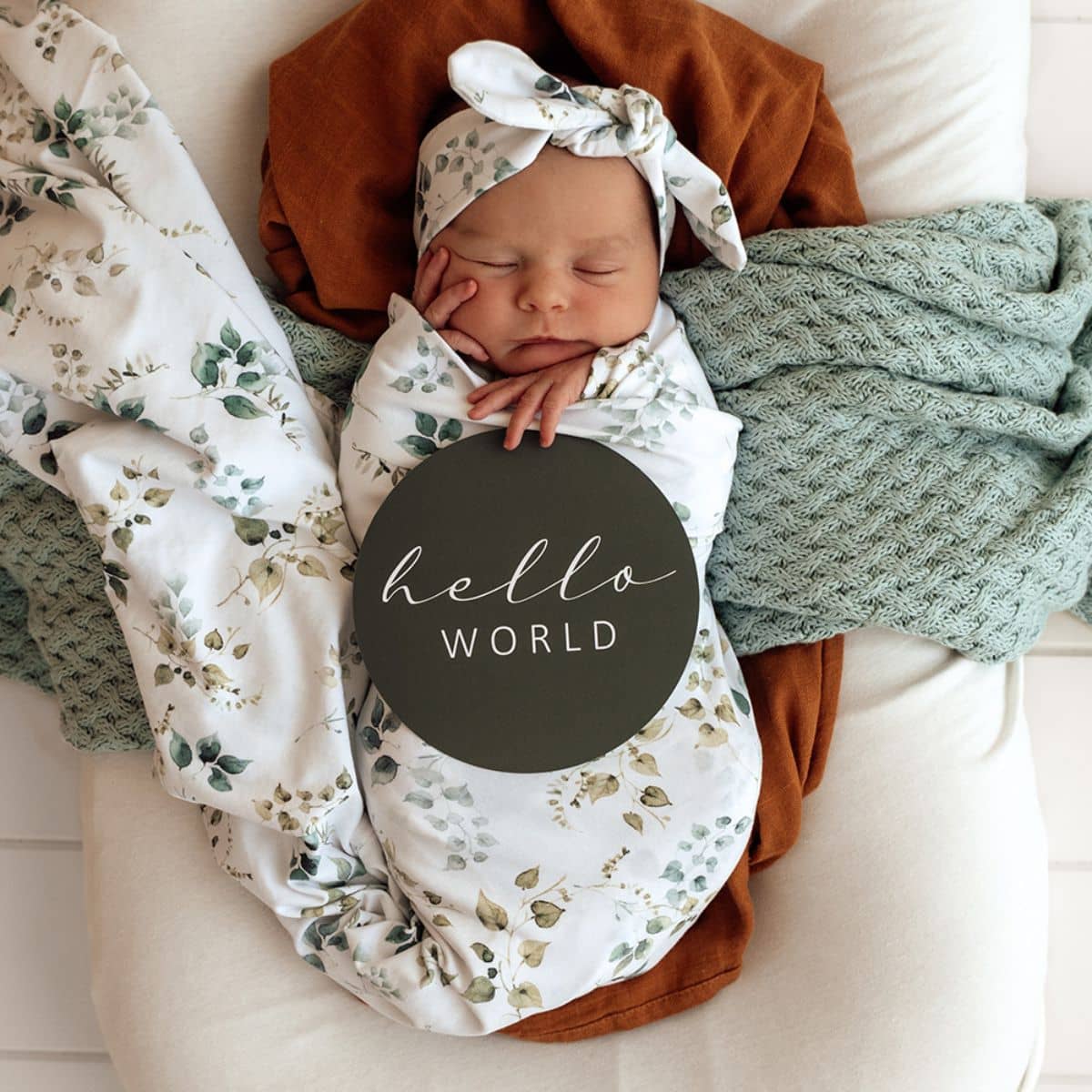 Snuggle Hunny Jersey Wrap with Matching Headwear - Eden