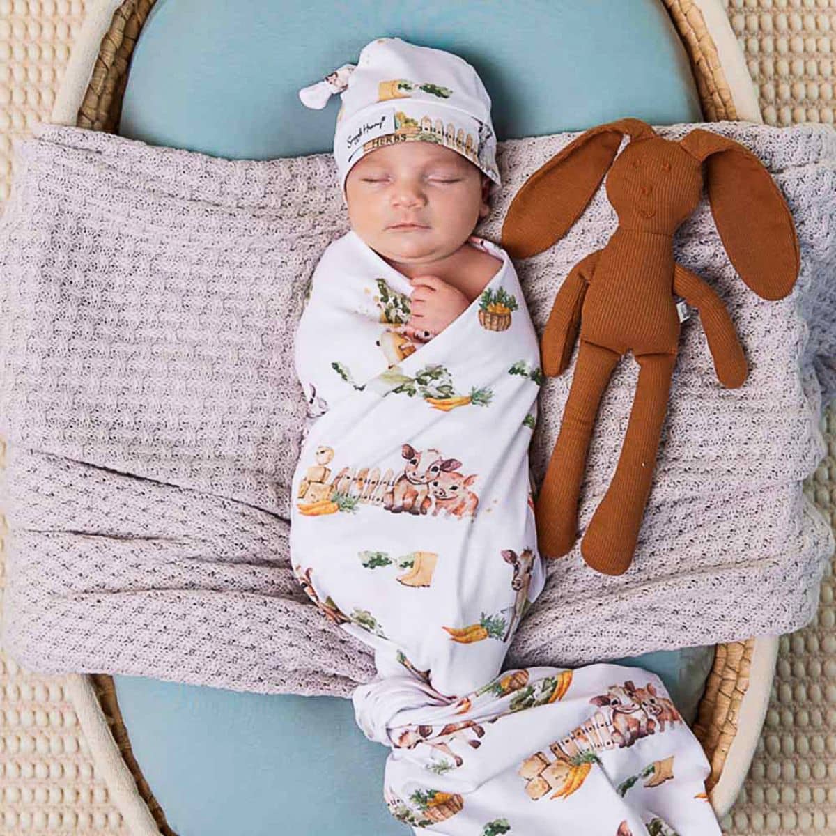 Snuggle Hunny Jersey Wrap with Matching Headwear - Farm Organic