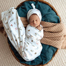 Snuggle Hunny Jersey Wrap with Matching Headwear - Cherry Blossom Organic