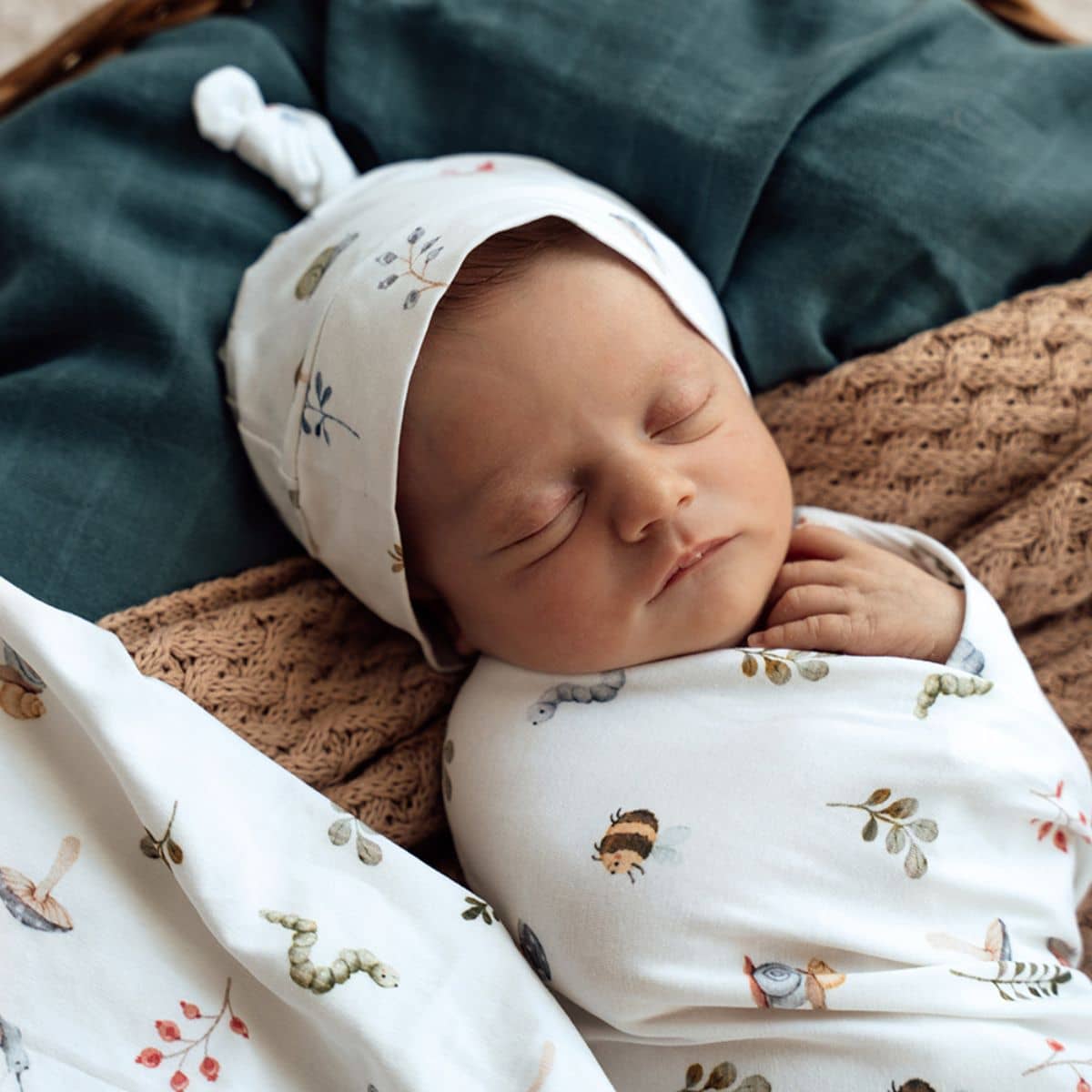 Snuggle Hunny Jersey Wrap with Matching Headwear - Cherry Blossom Organic