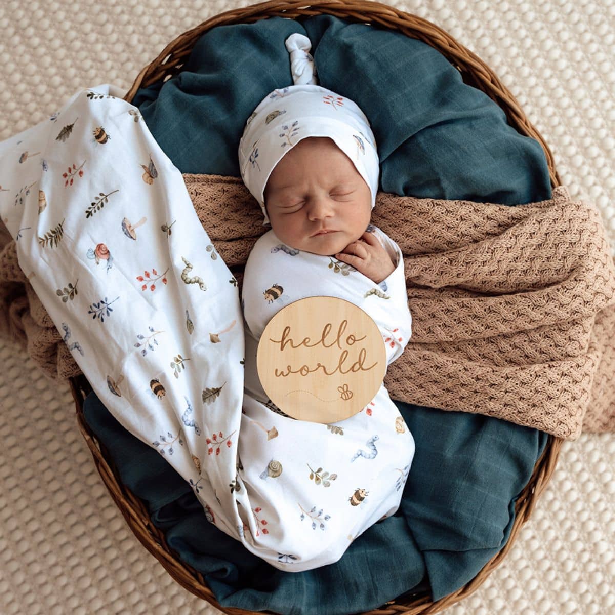 Snuggle Hunny Jersey Wrap with Matching Headwear - Cherry Blossom Organic