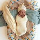 Snuggle Hunny Jersey Wrap with Matching Headwear - Lemon Sorbet
