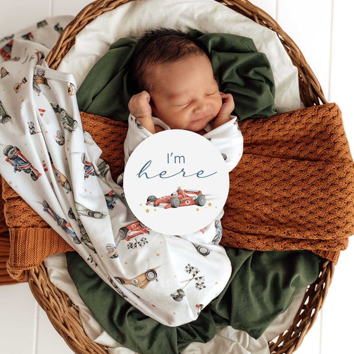 Snuggle Hunny Jersey Wrap with Matching Headwear - Little Racers
