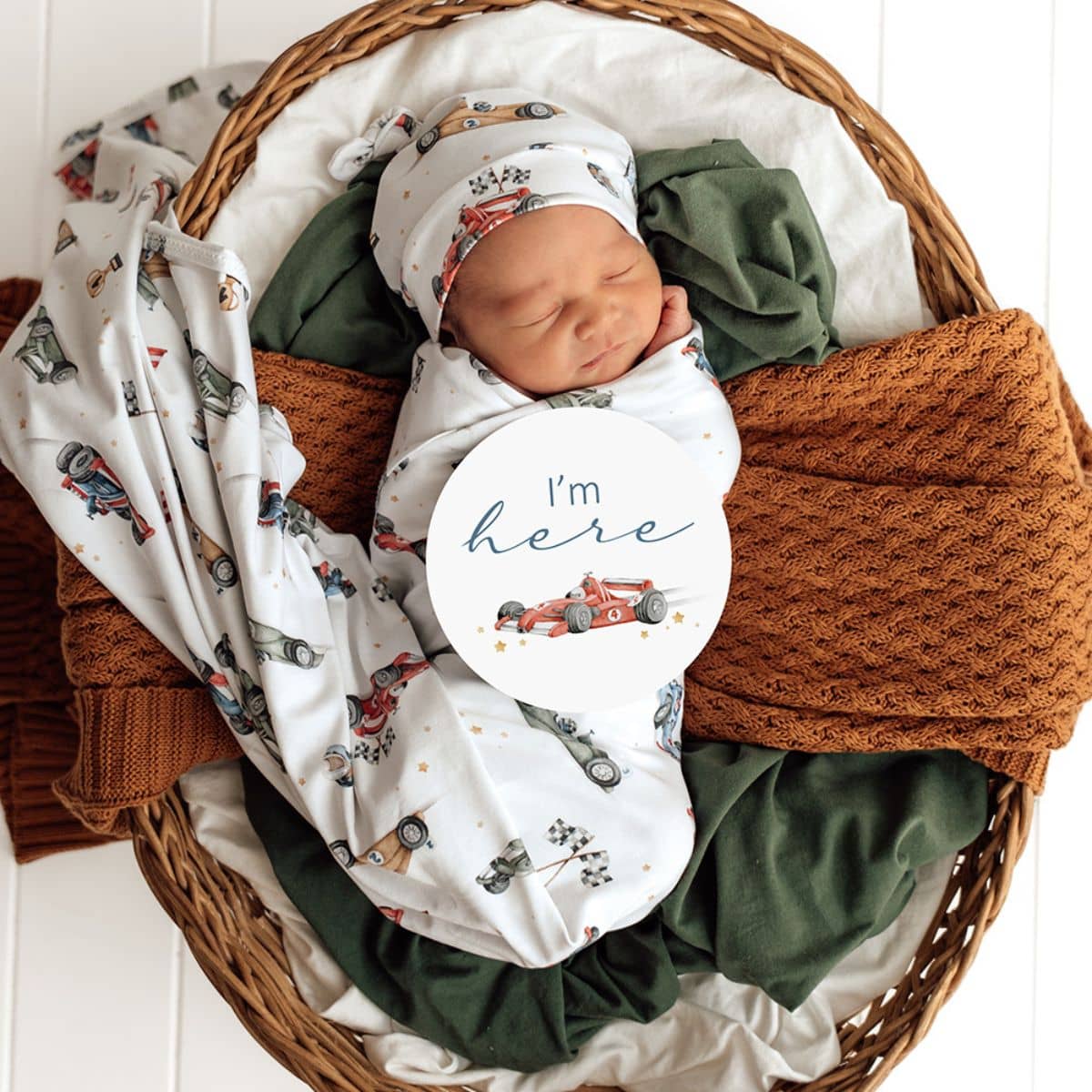 Snuggle Hunny Jersey Wrap with Matching Headwear - Little Racers