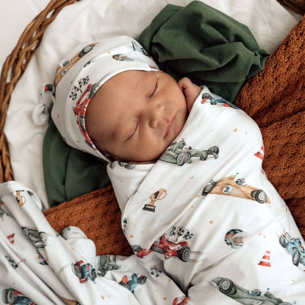 Snuggle Hunny Jersey Wrap with Matching Headwear - Little Racers