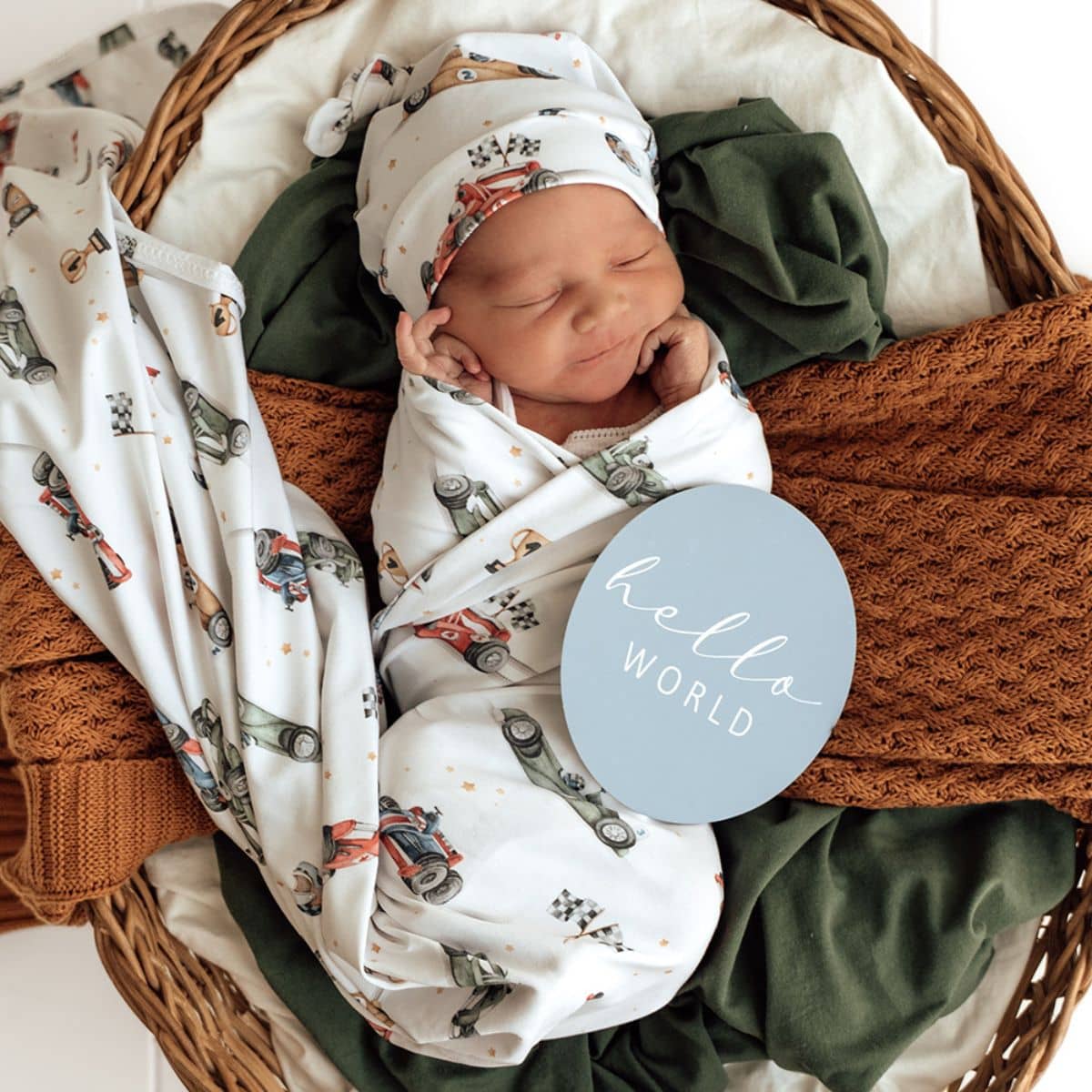 Snuggle Hunny Jersey Wrap with Matching Headwear - Little Racers