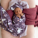 Snuggle Hunny Jersey Wrap with Matching Headwear - Midnight Swan