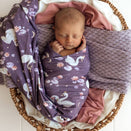 Snuggle Hunny Jersey Wrap with Matching Headwear - Midnight Swan