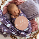Snuggle Hunny Jersey Wrap with Matching Headwear - Midnight Swan