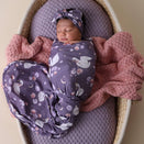 Snuggle Hunny Jersey Wrap with Matching Headwear - Midnight Swan