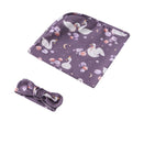 Snuggle Hunny Jersey Wrap with Matching Headwear - Midnight Swan