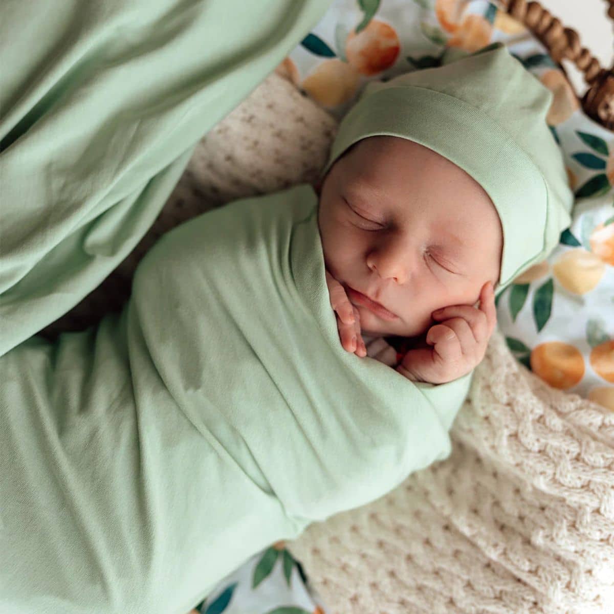 Snuggle Hunny Jersey Wrap with Matching Headwear - Mint