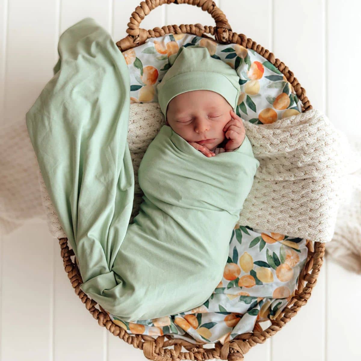 Snuggle Hunny Jersey Wrap with Matching Headwear - Mint
