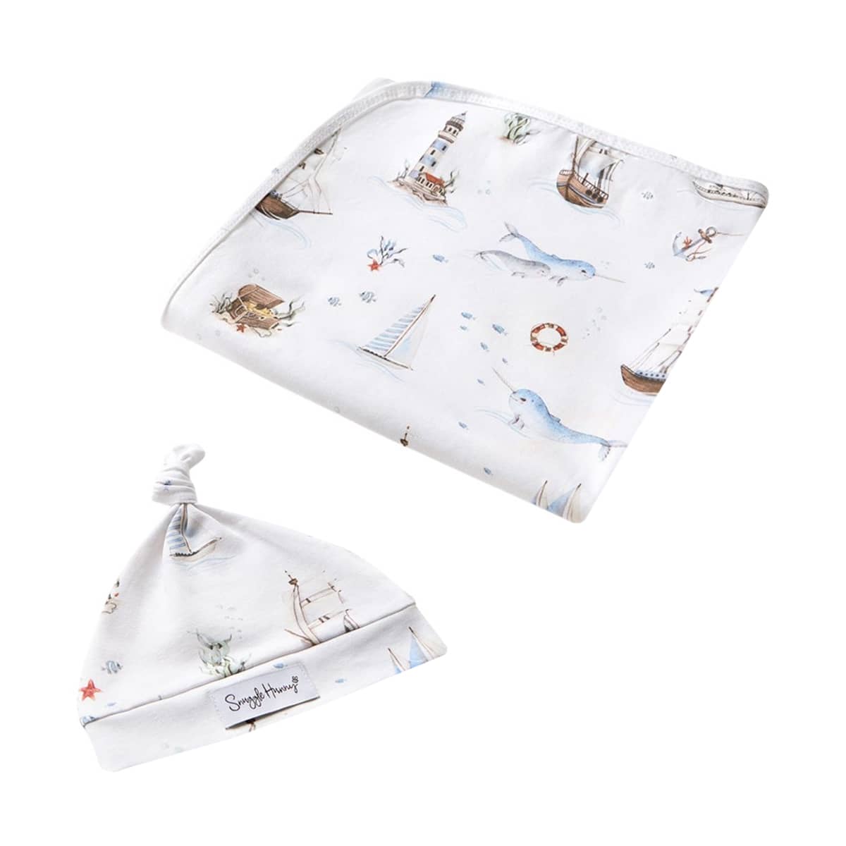 Snuggle Hunny Jersey Wrap with Matching Headwear - Set Sail