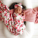 Snuggle Hunny Jersey Wrap with Matching Headwear - Strawberry